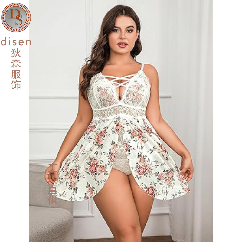 Comercio exterior verano emoticon pijama de tamaño grande vestido casero sexy impresión en perspectiva ropa interior conjunto