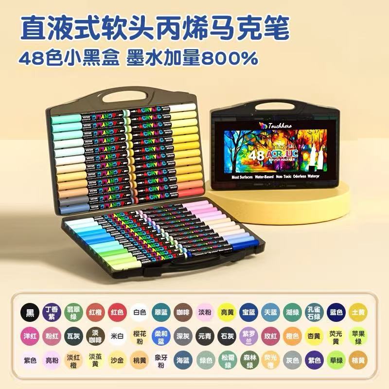 Rotulador acrílico de tipo líquido directo, pequeño y negro, para pintura artística infantil, a base de agua, fácil de limpiar, no mancha y se mezcla.