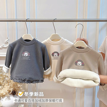秋冬款女童潮款加绒加厚打底衣宝宝韩版保暖长袖上衣儿童休闲童装