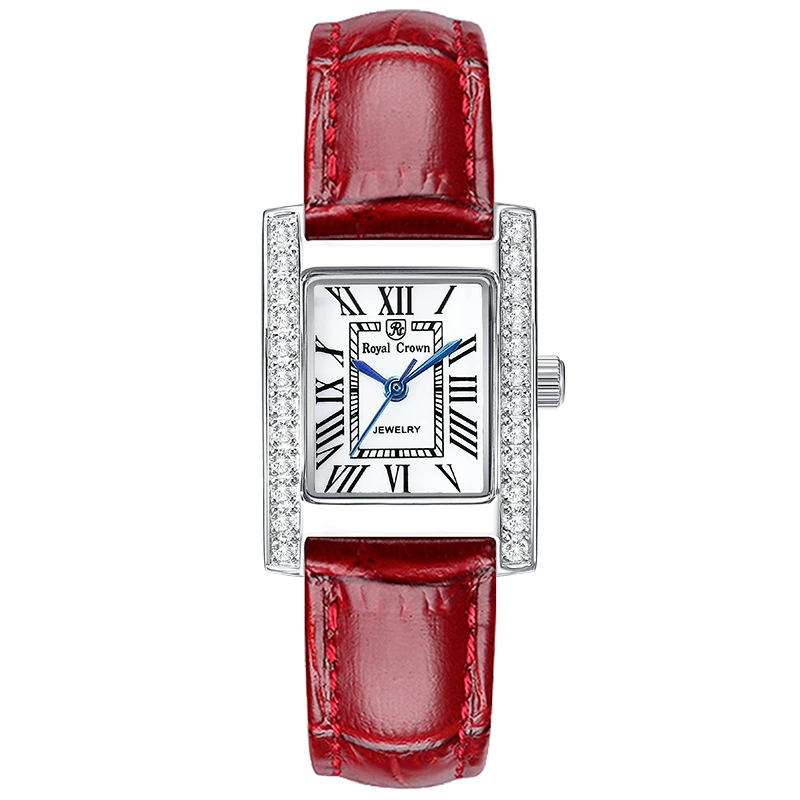 ROYAL CROWN Roya Trend Fashion Inlays Waterproof Belt Student Quartz Women 6306