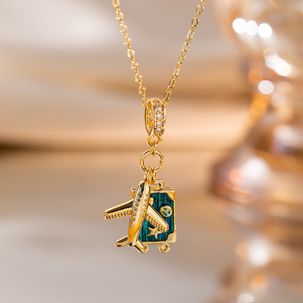 9g Weight Copper Pendant Material Pendant Necklace Classification Wholesale Jewelry Simple Style Commute Titanium Steel Copper Diamond Pendant Necklace