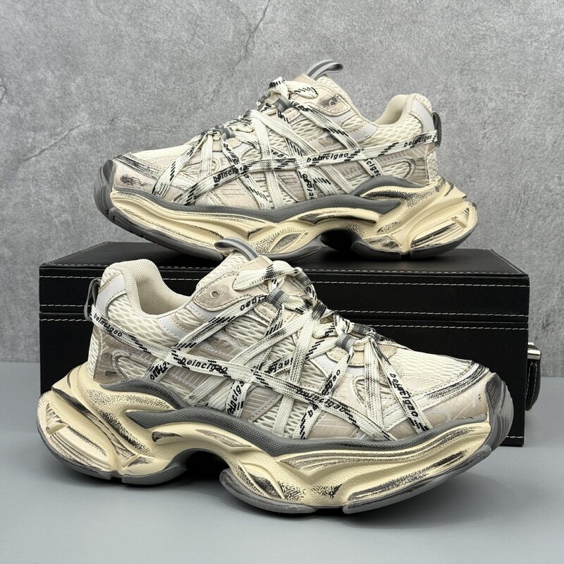 Men's chunky-soled height-increasing vintage sneakers, European style, Paris trendy brand men's shoes, new summer model, super popular for export