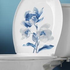 外貿浪漫藍色花朵兒童臥室馬桶貼家居裝飾牆貼貼紙自粘批發跨境