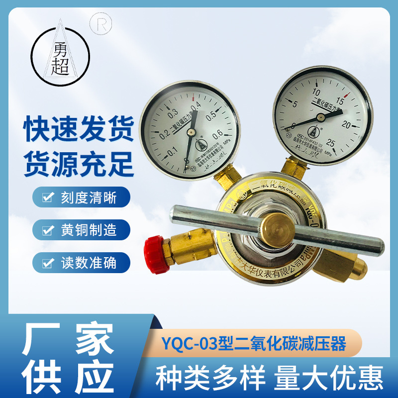 二氧化碳减压器勇超牌临海市大华仪表现货大量供应YQC-03型