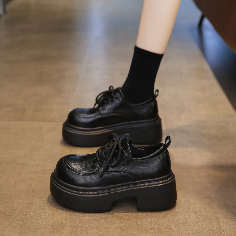 Loafers Women's Thick-Soled 2025 Autum New Versatile Genuine Leather British Style Casual Shoes European Station Small Size Leather Shoes