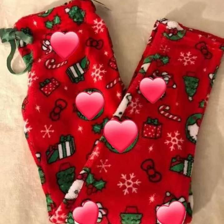 Пижамные штаны из кораллового флиса, фланелевые KT Cat, популярные утолщенные свободные пижамные штаны Hello Kitty, супер милые