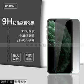 适用苹果17钢化膜35度16PRO防窥膜iPhone15手机膜XSMAX磨砂14紫光