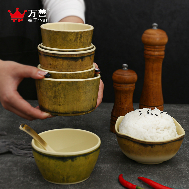 Melamine Bamboo Small Bowl Soup Bowl Rice Bowl Restaurant Commercial Use Porridge Bowl Round Bowl Chinese Style Home Use High-End Feel