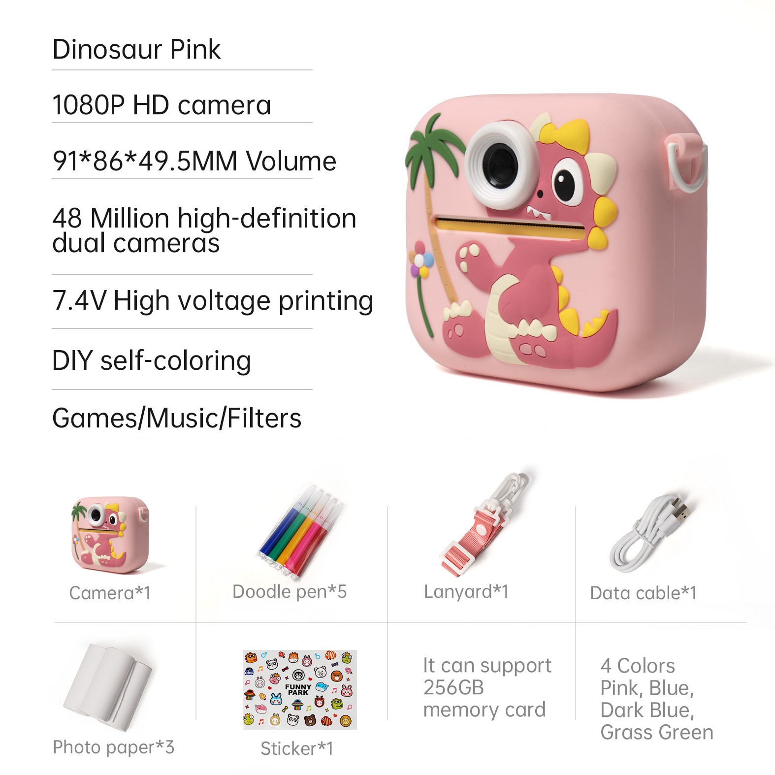 Nueva cámara digital para niños Polaroid P9 transfronteriza lindo mini niño regalo de cámara de impresión HD