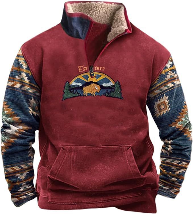 Men's Spring/Summer 3D Digital-Printed Half-Zip Hoodie With High Neck_viptrois.com