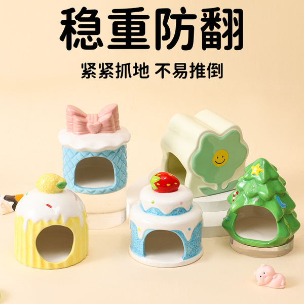 Hamster ceramic nest cake shape to cool down in summer and escape…