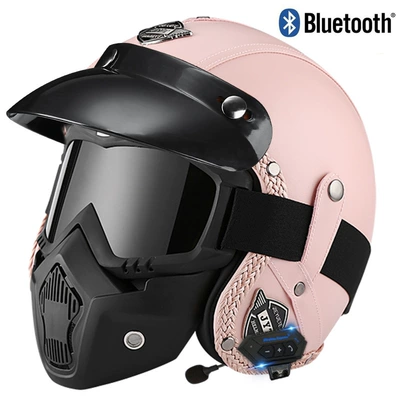 electric car riding 3/4 half – Motosiklet kaskı (dəbilqə) - pink-mask-bluetooth-s