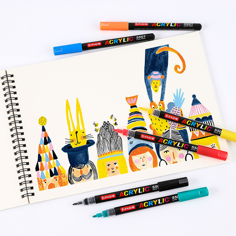 Crazy grab 24-color marcador arte válvula tiza de agua aceite cepillo acrílico pluma 0,7 línea pluma de cerámica