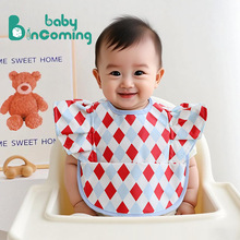 ins韩版婴儿围兜无袖花边PU防水儿童辅食围嘴防脏口水巾婴儿罩衣