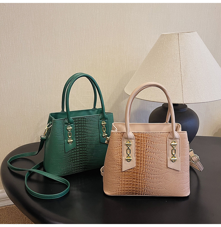 Handbag Women's New Western Style Shoulder Bag Large Capacity Commuter Crossbody Bag PU Leather Crocodile Pattern Bag Women's bag_voghion.com