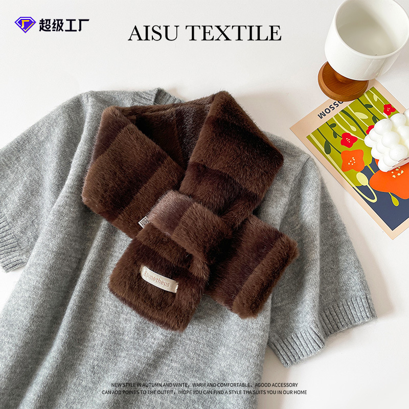 Soft and Skin-Friendly Fur Scarf Autumn and Winter Warm and Thickened Korean Style Small Scarf Women's Imitation Fox Fur Scarf Wholesale