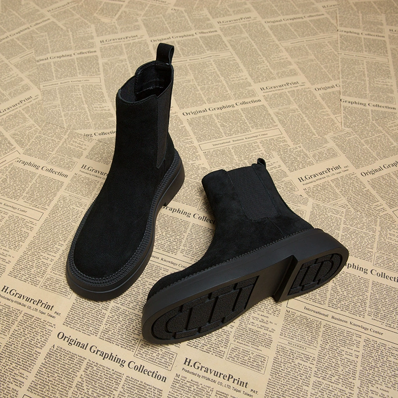 9108-1 Женские ботинки челси, осенне-зимние ботинки 2021, модные короткие ботинки из нубука