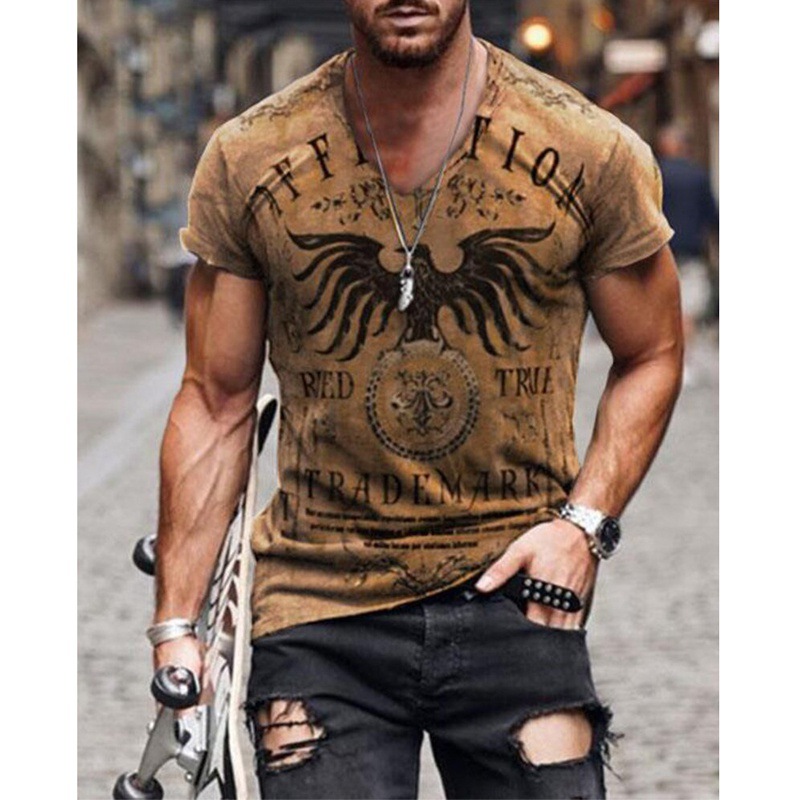 2024 New Wear Printed Casual Fashion Street Men's Short sleeved T-shirt Top_voghion.com