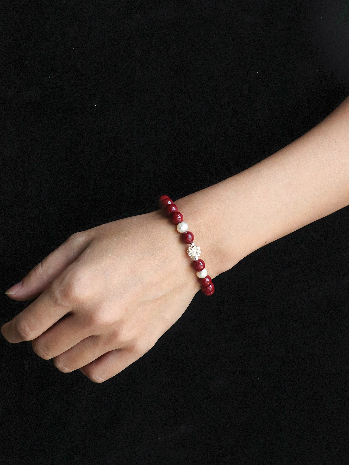 999 pure silver lotus cinnabar bracelet, genuine purple gold sand imperial sand bracelet, zodiac year traditional Chinese style pearl bracelet for women, 490 undefined