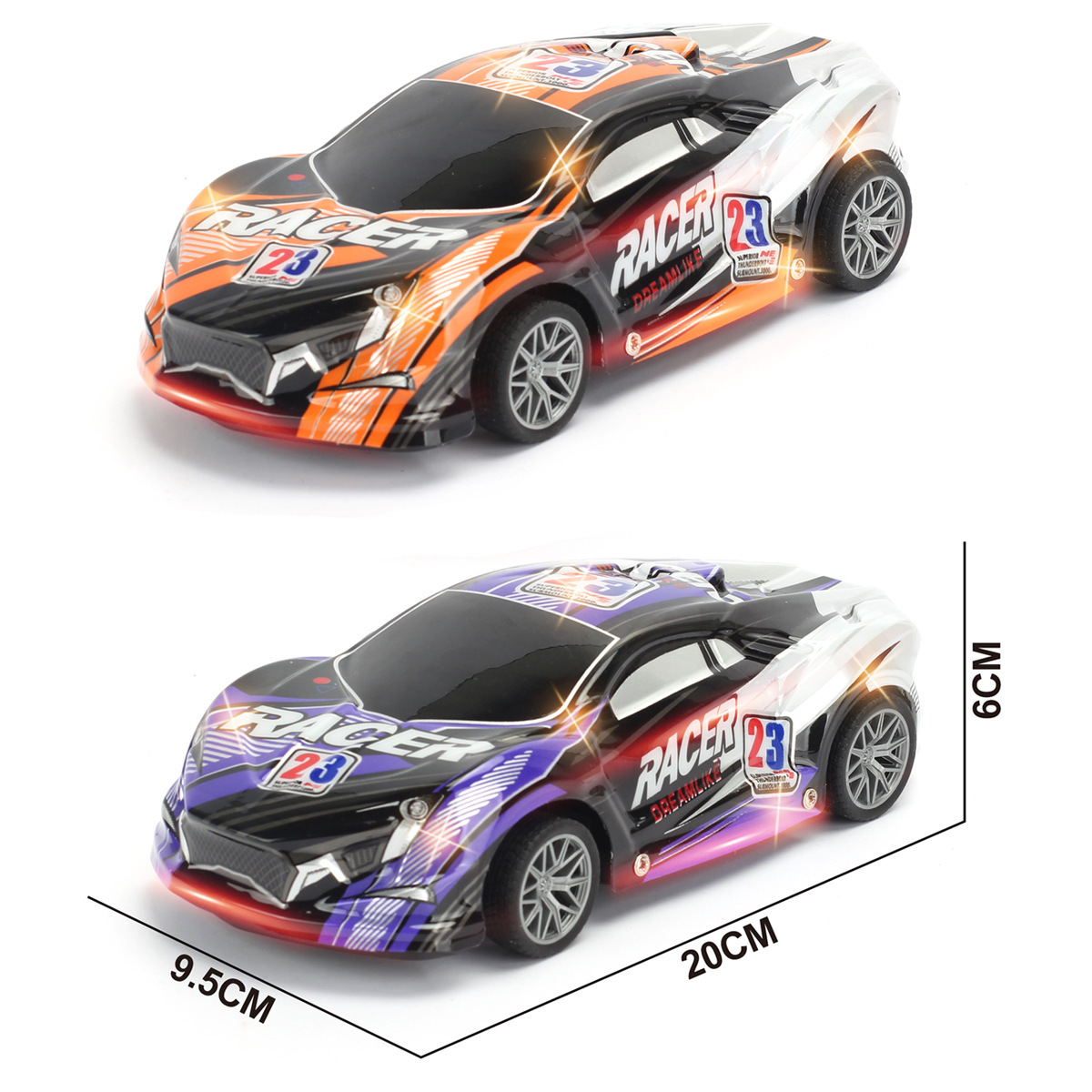 Transfronterizos niños 1: 18 coche de juguete de control remoto simulación de luz eléctrica coche deportivo de carreras coche paquete eléctrico