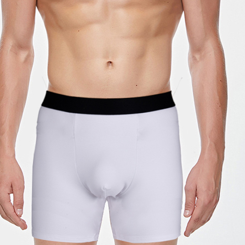 Ropa interior larga para hombres transfronteriza más tamaño europeo cintura alta algodón boxeadores deportes blanco alargado color sólido pantalones cortos comercio exterior