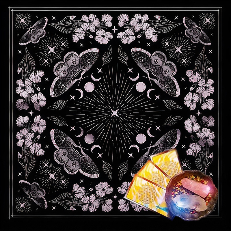 タロットテーブルクロスTarot Tablecloth布マット月相太陽花卉太陽生命樹ベルベットテーブルクロス|undefined