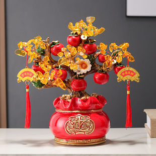 Citrine Fortune Tree Ornaments Lucky Living Room Entrance Money Tree Wine Cabinet Decorations Move to New House Opening Gift
