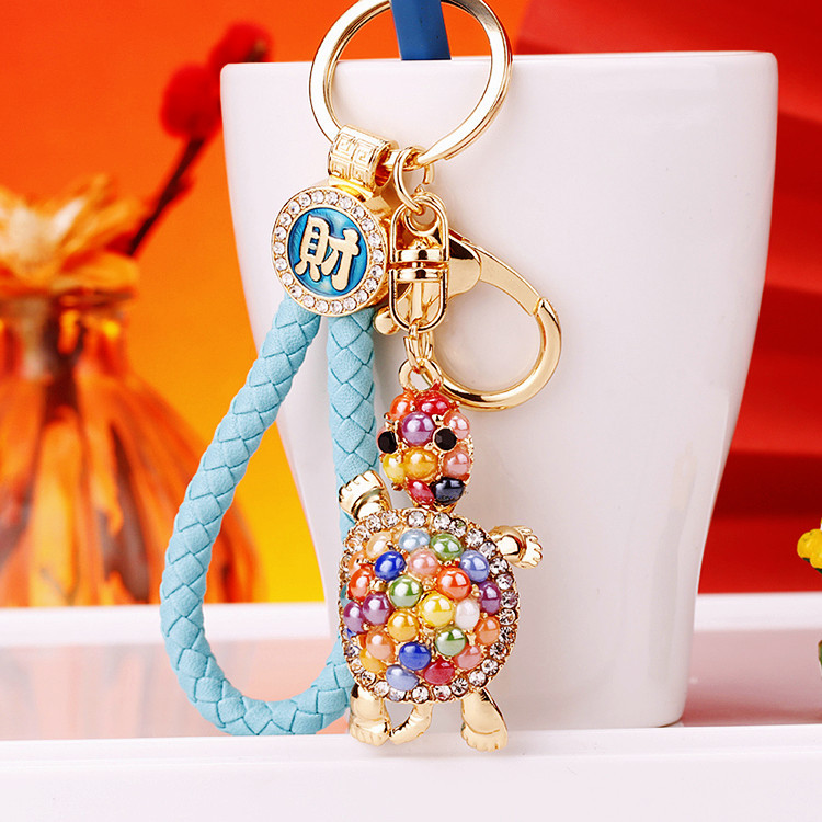 Tortoise Pattern Women's Gender Cute Tortoise Alloy Inlay Rhinestones Women's Bag Pendant Keychain