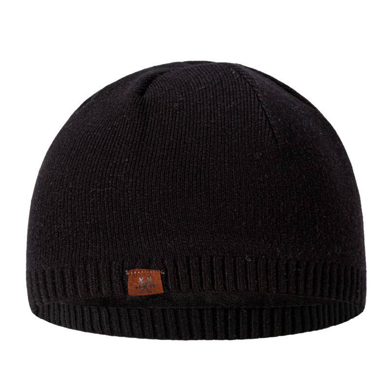 Neue Plüschstrickmütze für Herren im Winter im Freien, verdickte, elastische, einfarbige Melonenhautmütze, warme Wollmütze_voghion.com