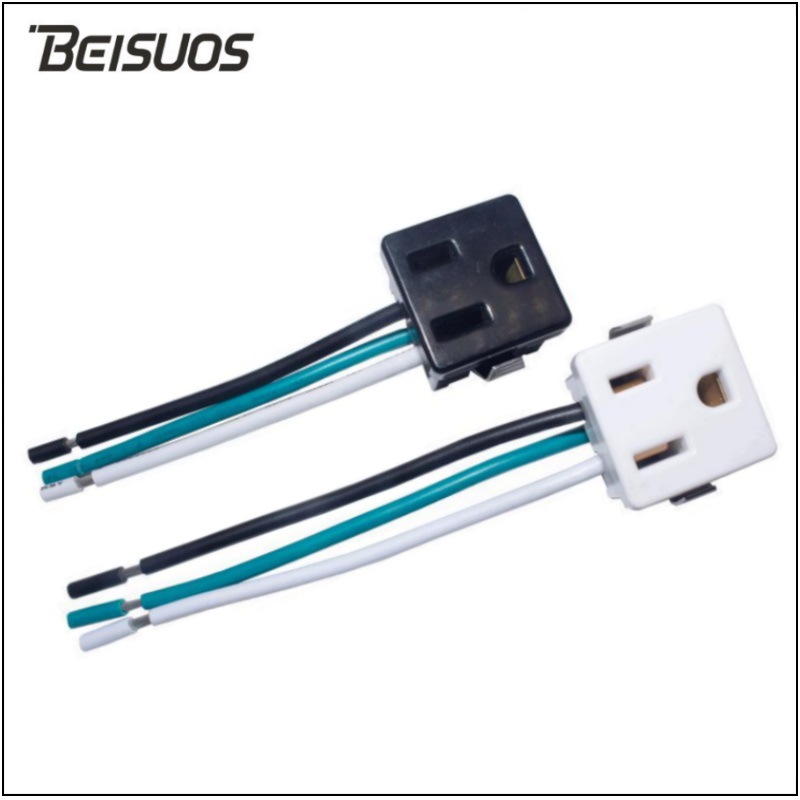 ZE-03美规三插电源插座带线美式插座桌面插座TR防护卡式美标插座