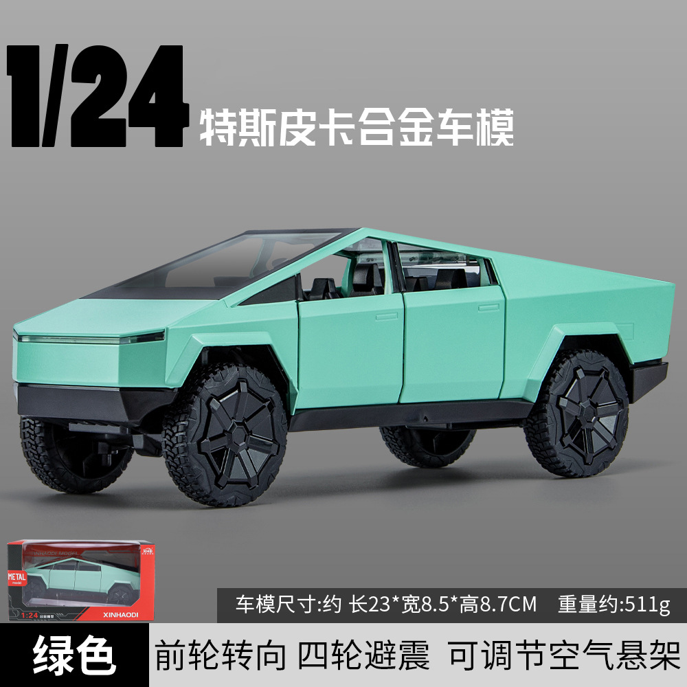 (Caja de ventana) 1:24 aleación grande modelo de camioneta Tesix simulación puerta de apertura trasera decoración de automóvil todoterreno