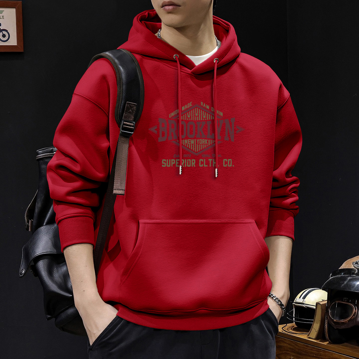 Chaqueta encapuchada para hombres otoño y invierno nuevo estilo de estilo de Hong Kong estilo coreano chaqueta grande suelta abrigo casual