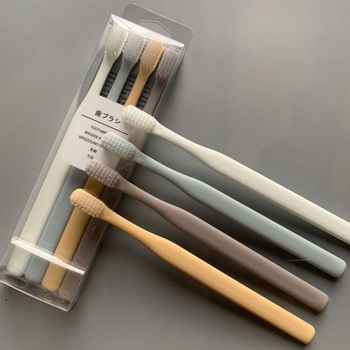Macaron small head unprinted bamboo charcoal soft bristles adult quality 4-pack two yuan store toothbrush soft bristles manufacturer wholesale