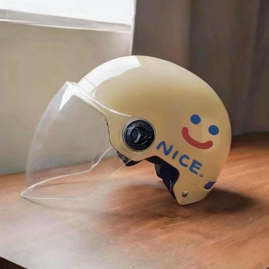 Certified Electric Vehicle Helmet, Motorcycle and Electric Scooter Personalized Sun Protection Cartoon Couple Half Helmet, Unisex Safety Helmet, Smooth Finish