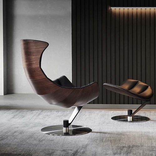 Designer Genuine Leather Casual Chair Living Room Single Sofa Chair Nordic Tiger Chair Lazy Person Balcony Napping Lobster Lounge Chair