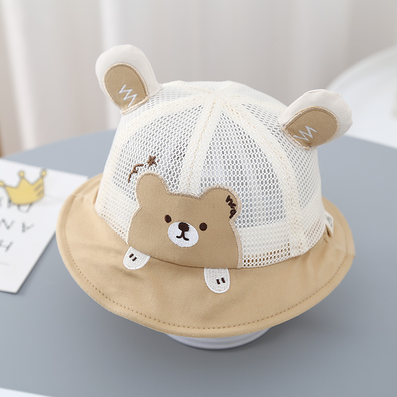 Sombrero de bebé verano delgado oso súper lindo bebé red completa protector solar sombrero de pescador primavera y verano niño sombrero para el sol para niños