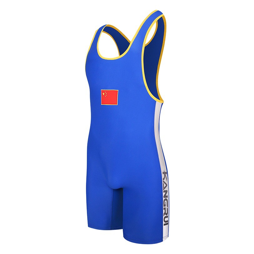 Traje de levantamiento de pesas de competencia profesional de entrenamiento Kangrui transfronterizo para hombres y mujeres talla grande impresión de suministro directo de fábrica