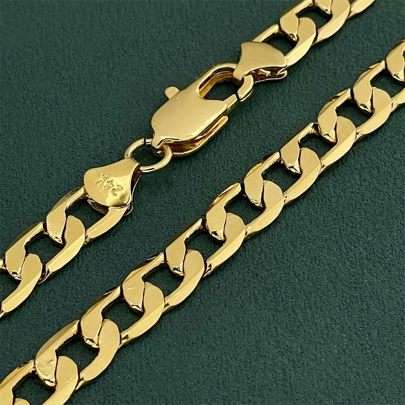 工場直販 24K ゴールドメッキネックレスクロスボーダーホットセールメンズ光沢のある 8MM60CM チェーン|undefined