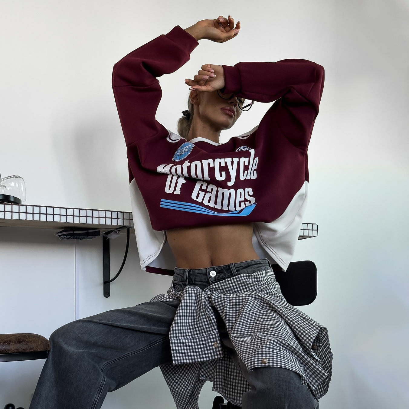 Sweat-shirt col rond imprimé lettres pour femme, nouvelle mode automne 2024, veste ample et polyvalente_voghion.com