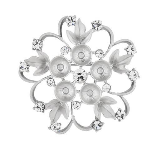 Brooch high-end niche matte silver flower pin pearl creative clothing corsage holder versatile clothing wholesale