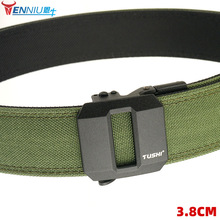 3.8休闲户外两用战术射击训练男自动扣皮带加厚加硬双层挂枪腰带