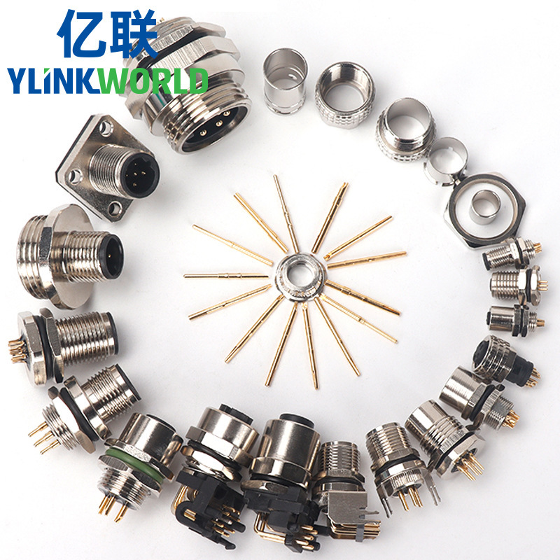 M12 Bent Pin Aviation Plug 4-Pin 5-Pin 8-Pin Hole Socket Pcb Elbow Connector Code a