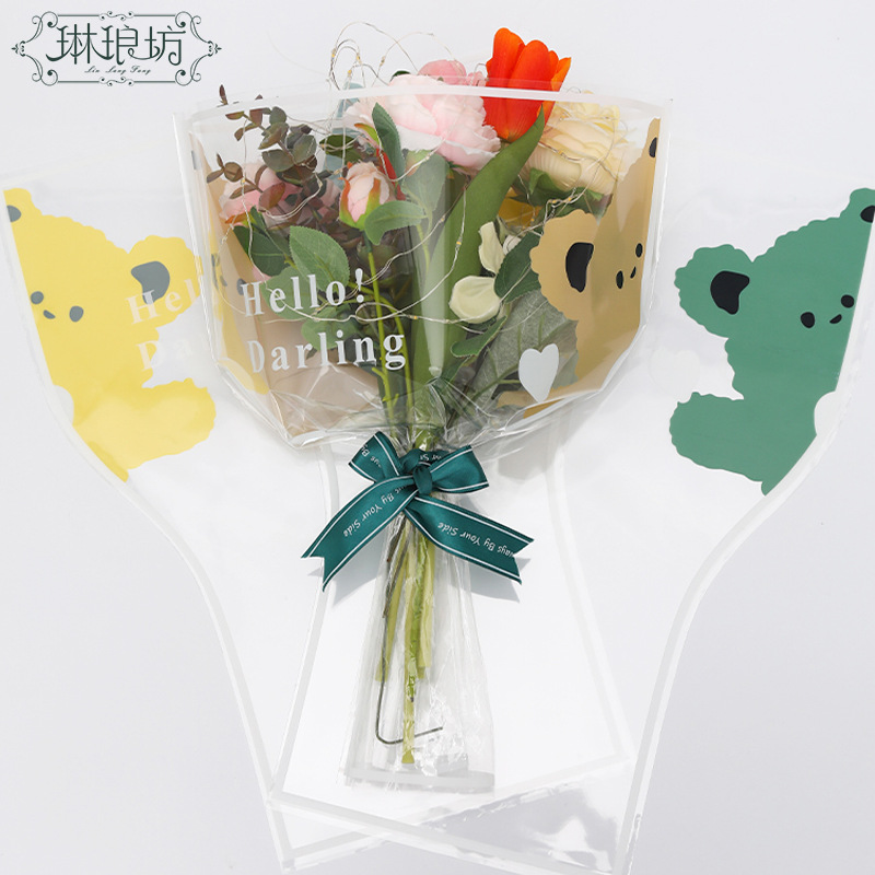 Cinco oso bolso de mano transparente mini ramo de embalaje multi-bolsa OPP bolsa de celofán transparente material floral