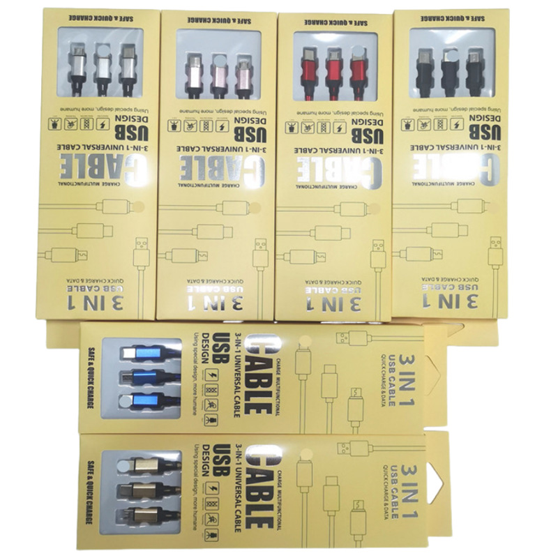 【必需品】織物1対3データケーブル スリーインワン充電ケーブル スリーインワン携帯電話充電ロゴギフト