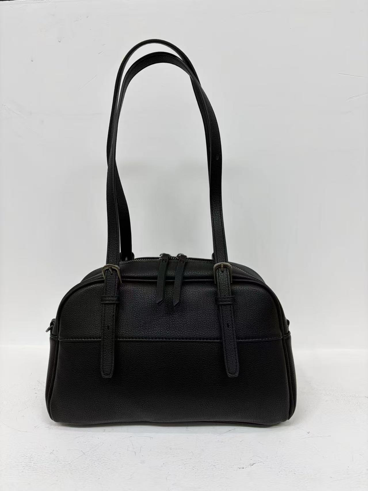 [38-Section Gift] Minimalist Vegetable-Tanned Genuine Cowhide Bowling Bag For Women, Retro Commuter Large Capacity Shoulder Bag - Thumbnail 7