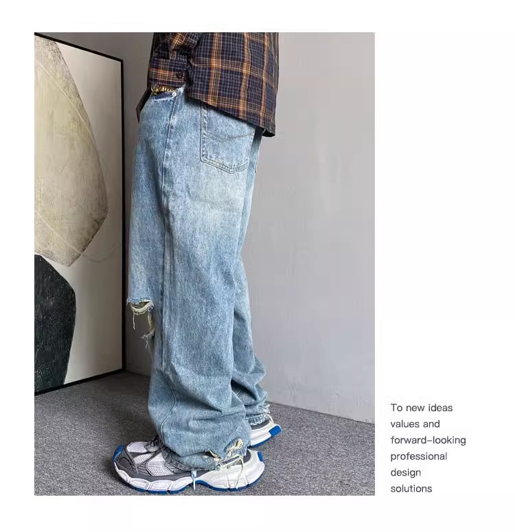 Men's Retro High Waist Dad Jeans Spring Summer Casual Loose Fit Wide Leg Ripped Straight Leg Floor Length_mkmklike.com