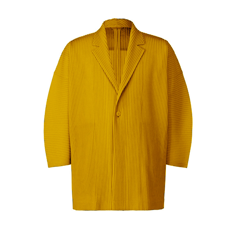 Chaqueta cortavientos para hombre primavera 2025 cuello de traje de un botón Cárdigan suelto japonés Chaqueta plisada de tela informal