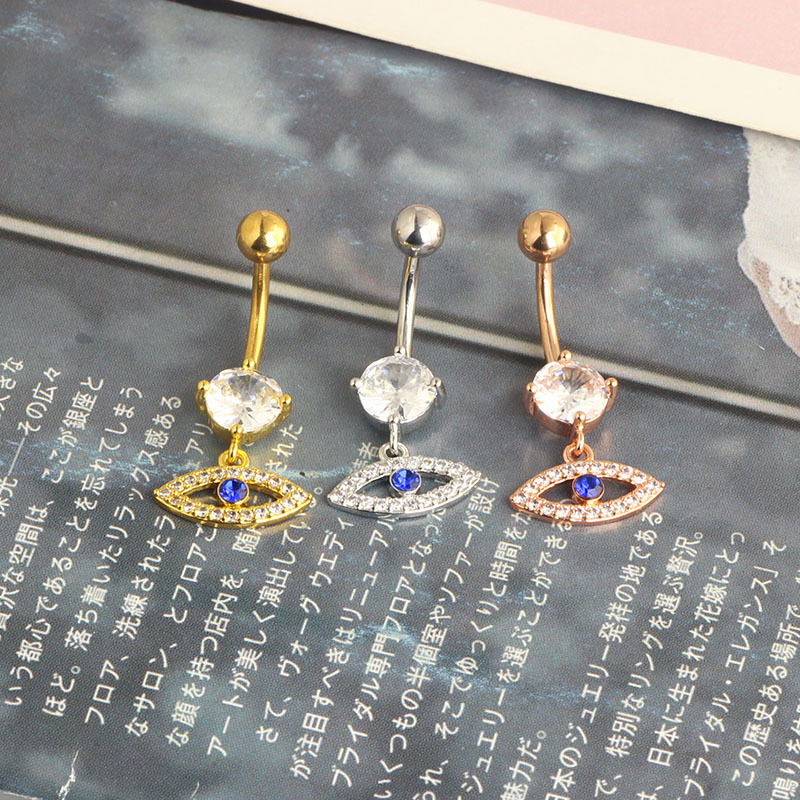 Rose Gold Moon Navel Ring Geometric Zircon Belly Button Ring Body Piercing Jewelry Wholesale detail image 7