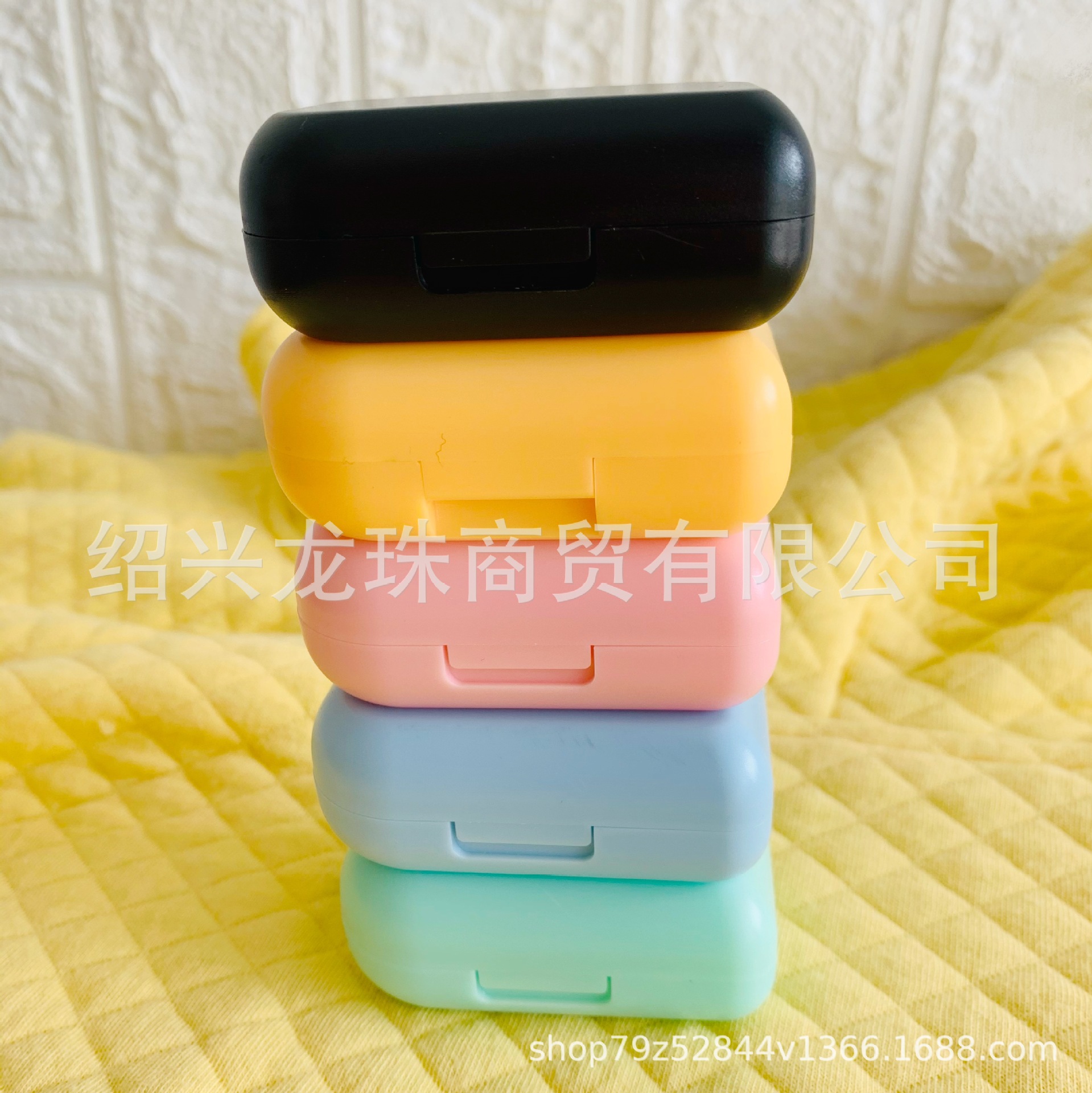 现货新款隐形眼镜盒/马卡龙美瞳盒/磨砂方形伴侣盒/双联盒带镜子