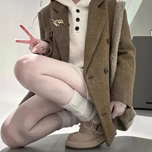 韩系西装外套+连帽加绒长袖连衣裙套装2025秋冬季新品时尚超有范